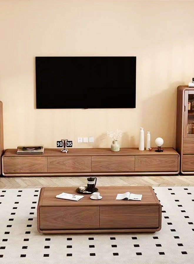 fashionhome Modern Solid Wood Coffee Table with Hidden Storage Drawers, Low-Profile Rectangular Living Room Center Table, Minimalist Japanese-Inspired Design, Smooth Wood Finish, Space-Saving Storage Furniture, 120×60×35 cm - Image 2